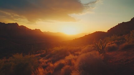 Majestic Sunset over Arizona's Desert Landscape