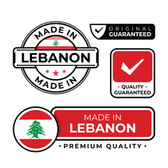Obraz premium Badge bundle made in Lebanon label icon emblem isolated on white background