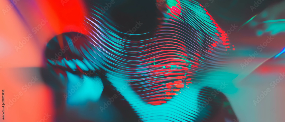 Poster Exploration of sound waves with vibrant patterns in dynamic artistic projection