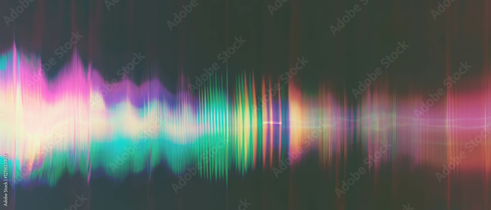 Poster Exploration of abstract sound wave patterns with vibrant colors and dynamic forms