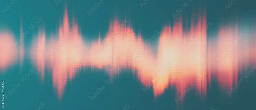 Poster abstract representation of dynamic sound waves intertwined with flames and energy
