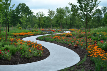 Obraz premium Navigating a Green Oasis: Outdoor Fitness Track Meandering