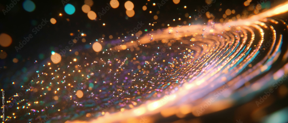 Poster exploration of glowing sound waves creating a magical and radiant atmosphere