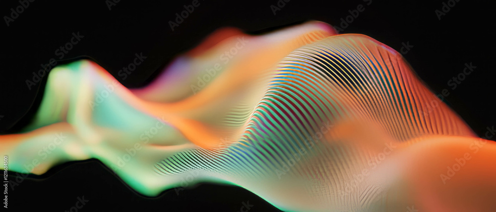 Poster exploring the dynamic beauty of 3d sound waves with vibrant gradients and smooth transitions