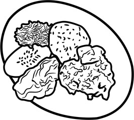 fried chicken Indonesian food coloring page
