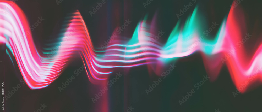 Poster vibrant abstract representation of sound waves with electric neon colors in motion