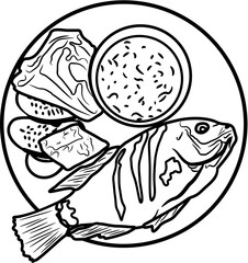 Tilapia fish Indonesian food coloring page