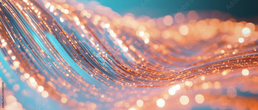 Poster Dynamic abstract background with glowing sound waves and light trails in 3D space