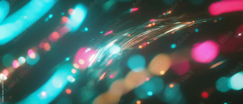 Aufkleber Dynamic abstract background showcasing 3D sound waves with glowing light trails
