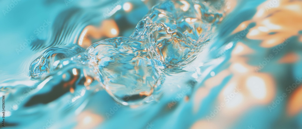 Poster calming abstract representation of 3d sound waves in flowing water