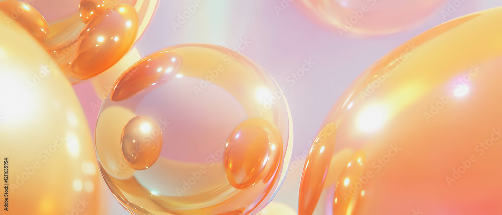Aufkleber Abstract background of 3D spheres interacting and creating dynamic light effects