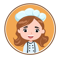 Cute female chef character illustration 