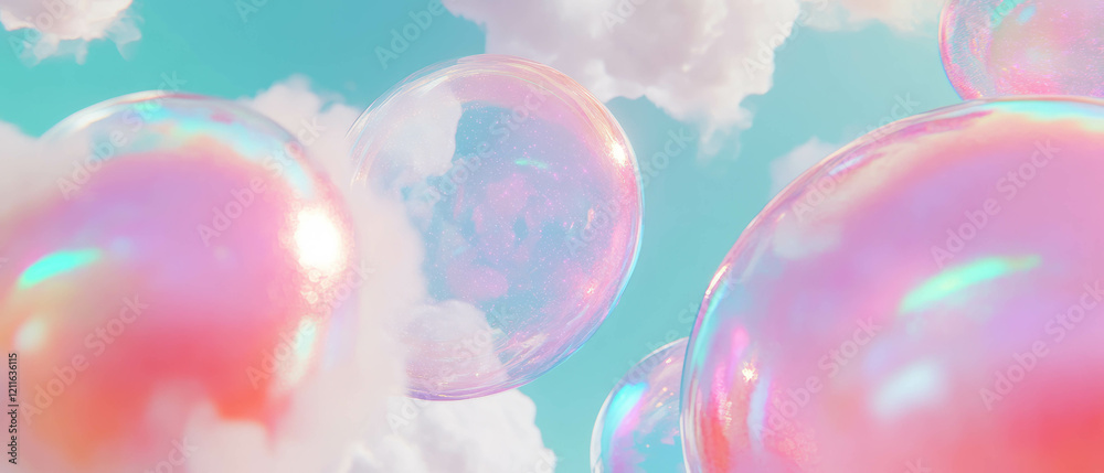 Aufkleber ethereal spheres of clouds and glitter create a dreamy abstract background with empty center