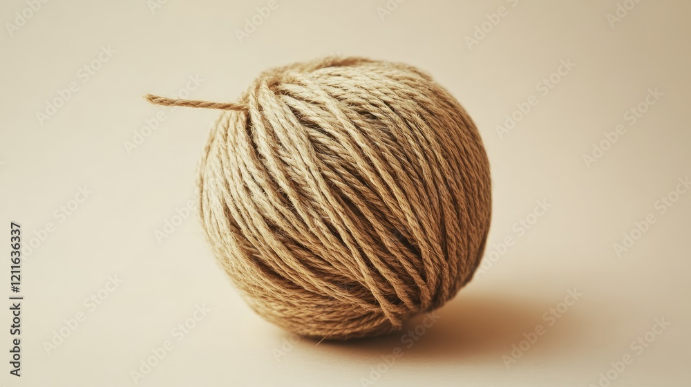 Poster a ball of string rope placed on a neutral background, ready to be used for various purposes like pac