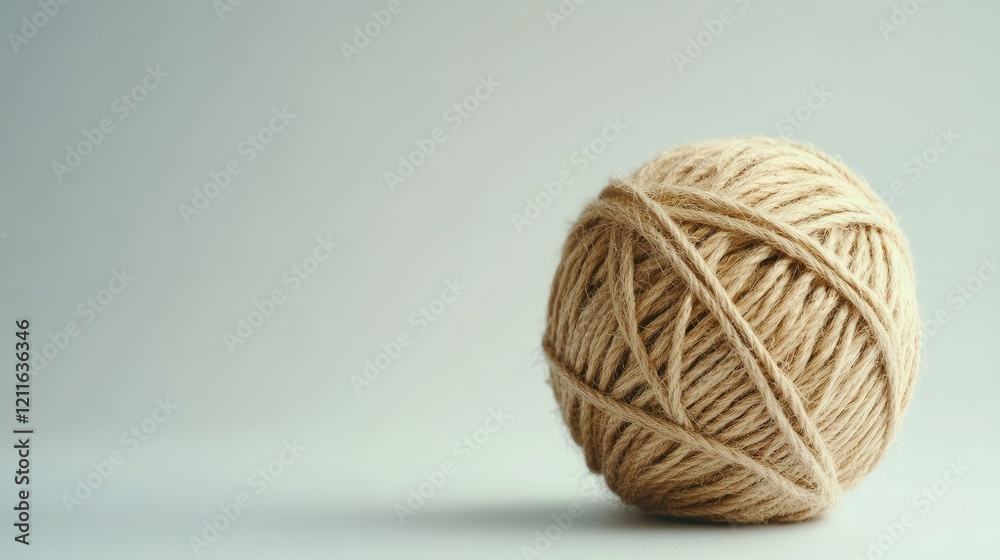 Poster a ball of string rope placed on a neutral background, ready to be used for various purposes like pac
