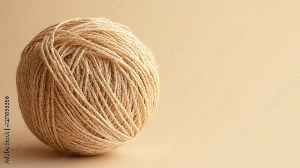 Poster a ball of string rope placed on a neutral background, ready to be used for various purposes like pac