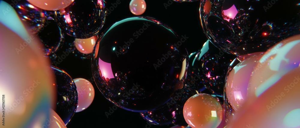 Poster Intriguing abstract background of 3D spheres revealing hidden messages and visual puzzles