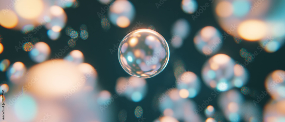 Poster cosmic spheres floating in a mesmerizing space filled with glitter and stardust