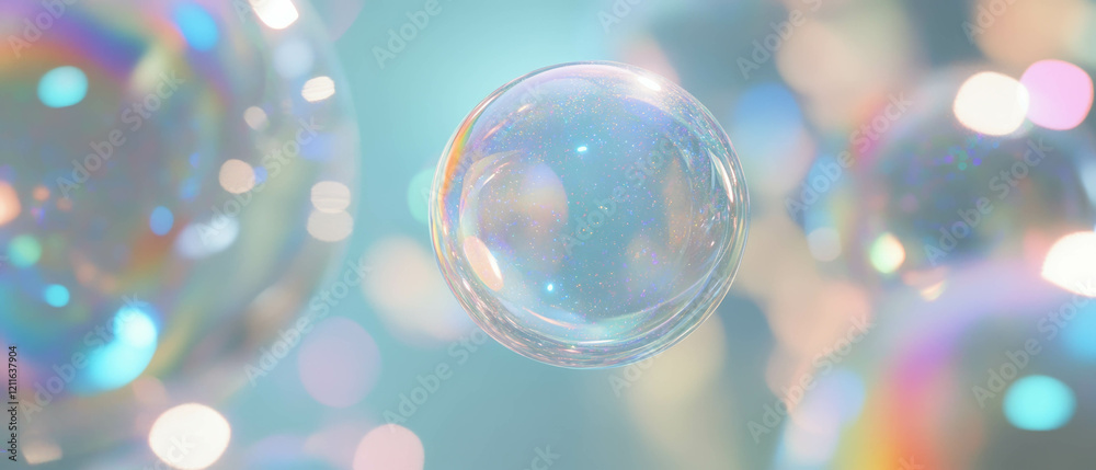 Poster intriguing abstract background with 3d glitter spheres creating optical illusions