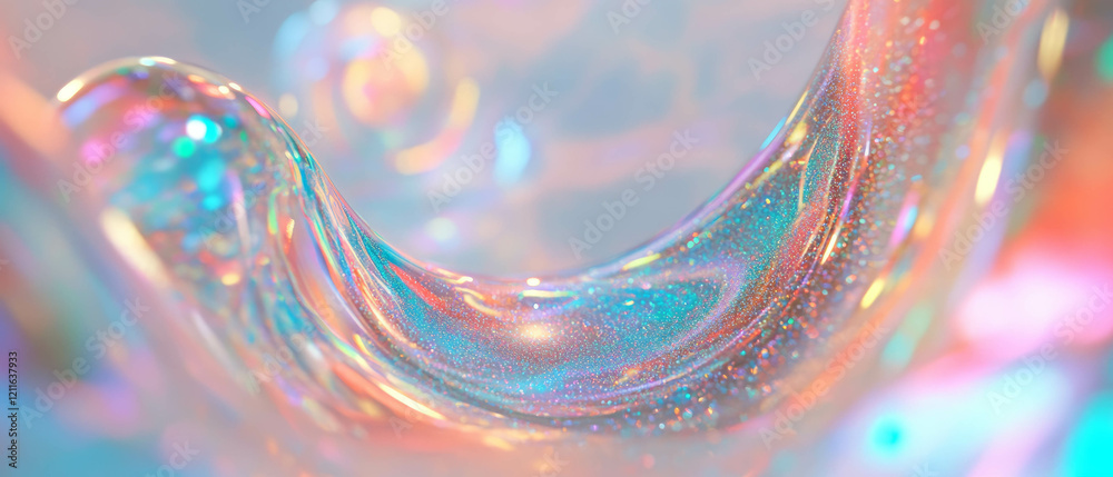 Poster abstract background featuring 3d spheres and glitter creating optical illusions