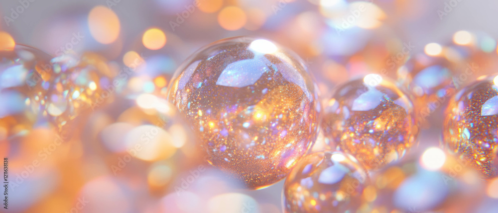 Poster Intricate patterns of glittering 3D spheres create a captivating abstract background design