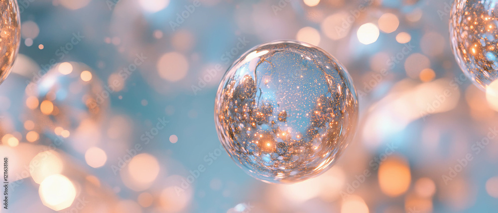 Poster Intricate patterns of glittering 3D spheres create a mesmerizing abstract background