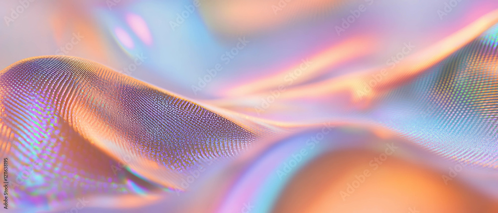 Poster abstract background of glittering 3d spheres showcasing iridescent colors and depth
