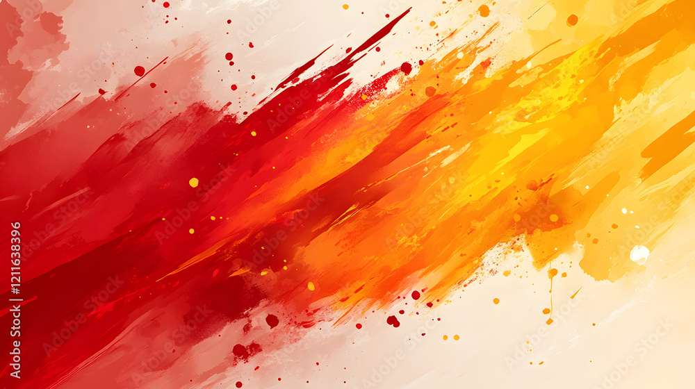 Poster A vibrant abstract design featuring dynamic strokes of red and orange against a soft background, creating a sense of energy and movement