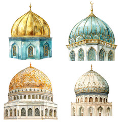 Obraz premium Architectural domes of islamic design various locations digital art colorful environment aesthetic viewpoint cultural significance