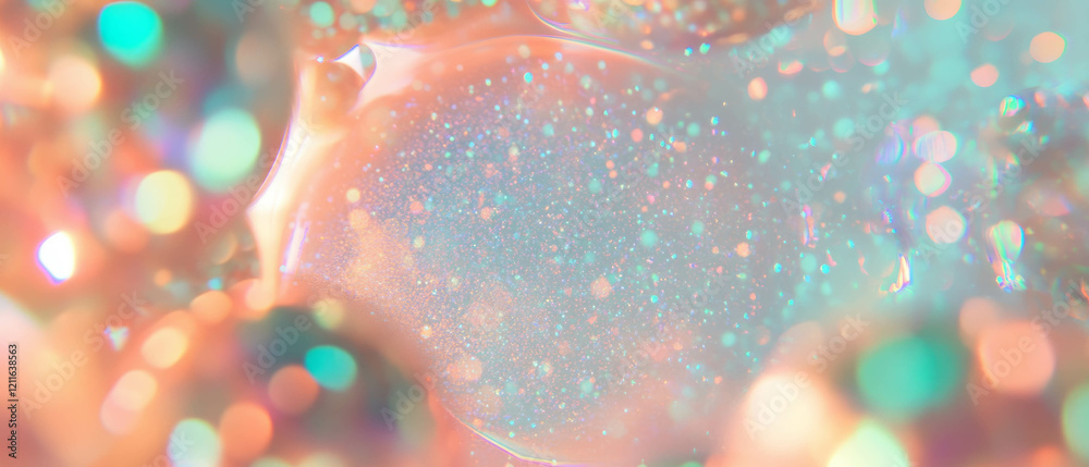 Poster captivating abstract 3d spheres with iridescent glitter and empty center space