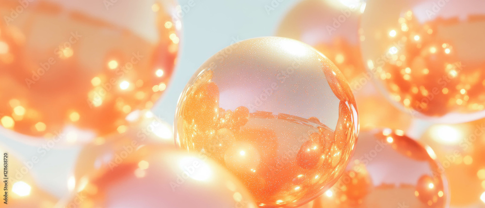 Poster Exploring mesmerizing optical illusions with glittering 3D spheres in abstract design