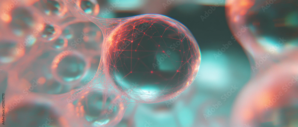 Poster Exploration of interconnected 3D spheres with dynamic glitter systems and an empty center space