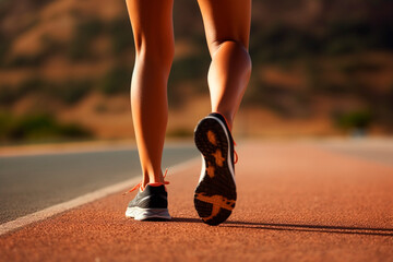 Athlete at dusk on rural path, strengthening endurance and connection with nature