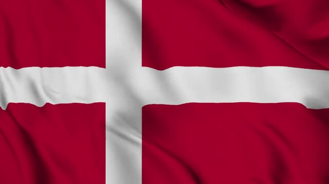 waving texture flag of denmark. Seamless looping time-lapse virtual 4k video animation background