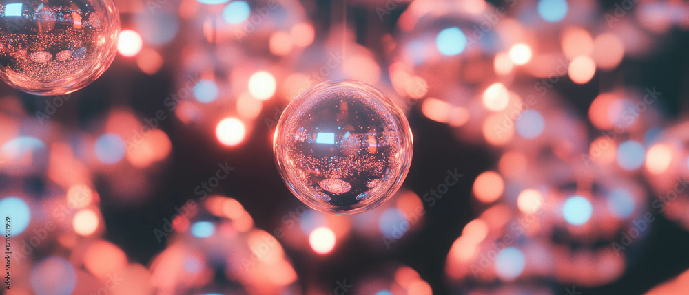 Aufkleber Glowing spheres in an abstract background creating a magical atmosphere with glittering particles