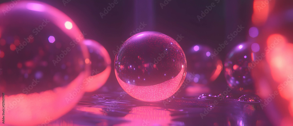 Poster vibrant spheres with glowing light create a magical abstract atmosphere