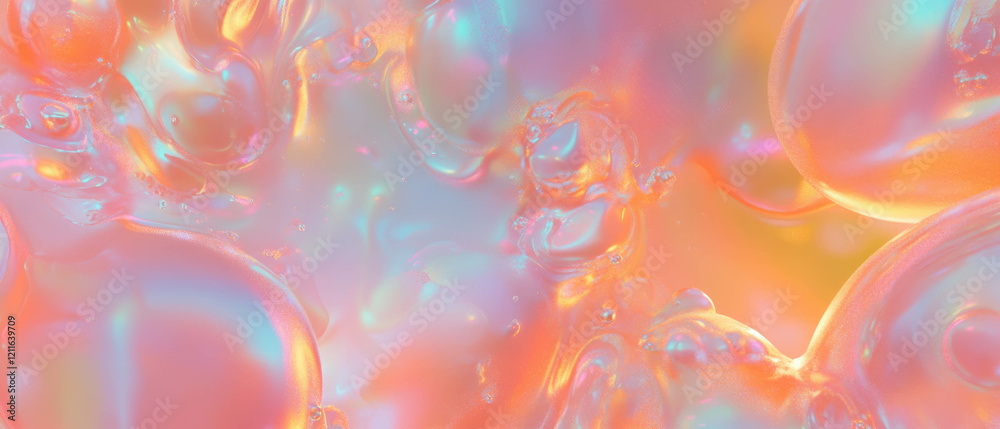 Poster vibrant abstract background with 3d spheres featuring smooth glitter transitions