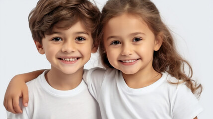 Portrait of a happy boy and girl.