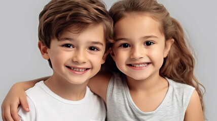 Portrait of a happy boy and girl.