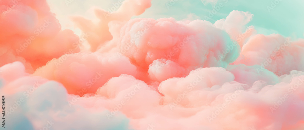 Poster dreamy abstract background of 3d stylized clouds with fluffy textures and ethereal beauty
