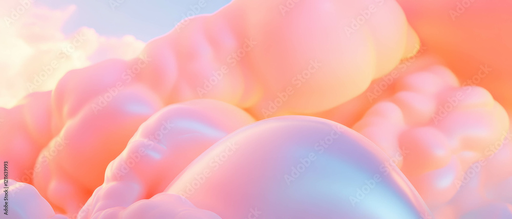 Poster stylized clouds with fluffy textures create a dreamy abstract atmosphere in pastel hues