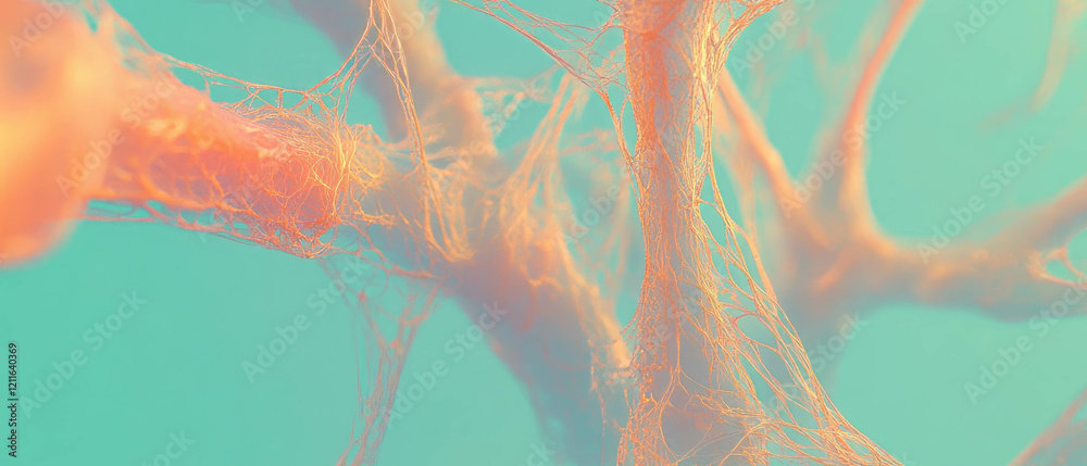 Aufkleber Visualizing hierarchical data through abstract 3D tree diagrams with vibrant colors