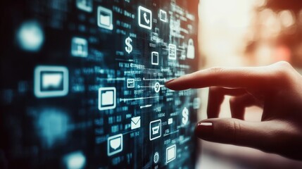 Engaging Digital Interaction With Touchscreen Technology and Data Icons