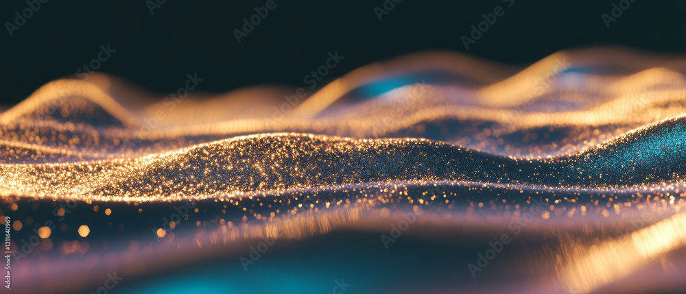 Poster Elegant flowing waves of shimmering gold reflecting light in an abstract setting
