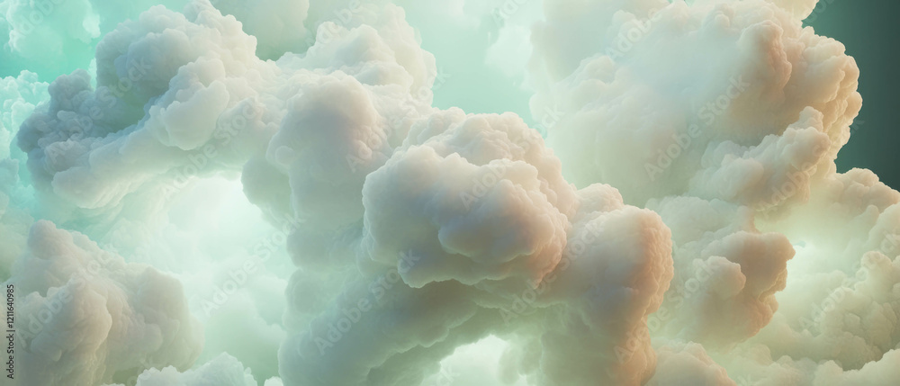 Poster swirling clouds create an ethereal, dreamy atmosphere in a serene abstract landscape