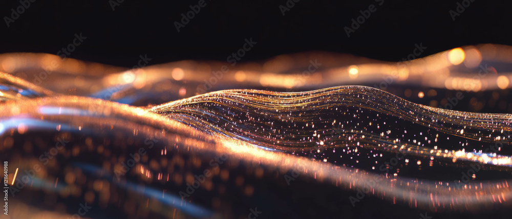 Poster shimmering golden waves create a luxurious abstract background in flowing motion