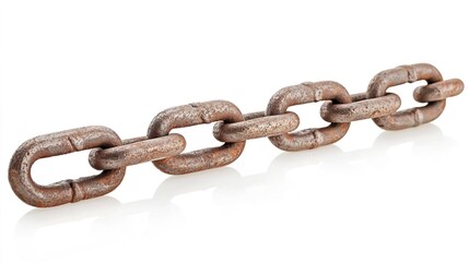 Obraz premium Isolated Steel Chain Link on White Background