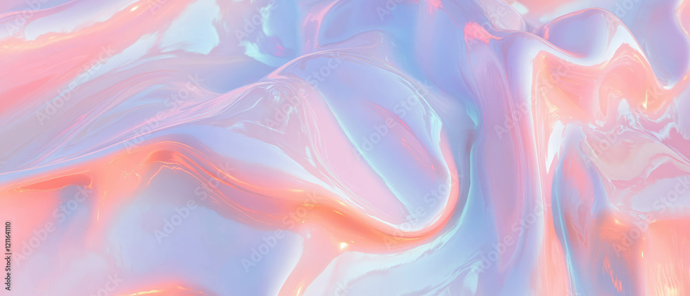 Poster Colorful 3D waves of thick paint create an abstract textured surface with swirling patterns