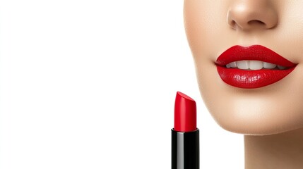 Glamorous Red Lipstick on Beautiful Model