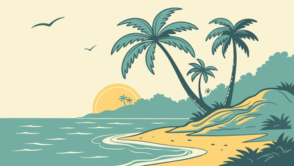 Obraz premium tropical island with palm trees